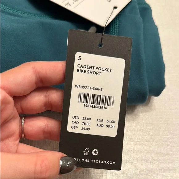 NWT Peloton Cadent Pocket Bike Short Teal - Picture 3 of 4